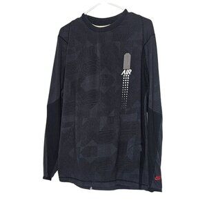 Nike‎ Long-Sleeve Air Top Size M Mens Cotton Blend Modern Geometric Black
